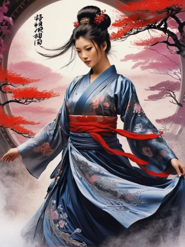 chinese art,plum blossoms,geisha girl,yi sun sin,geisha,taijiquan,oriental painting,xing yi quan,oriental princess,wuchang,plum blossom,japanese art,wushu,mulan,japanese martial arts,zui quan,korean culture,oriental girl,spring festival,qi gong,Illustration,Realistic Fantasy,Realistic Fantasy 01