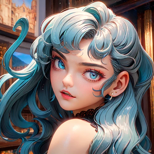 fantasy portrait,cyan,nami,elsa,alice,vanessa (butterfly),fantasia,mermaid background,blue heart,medusa,portrait background,hatsune miku,fantasy girl,girl portrait,cg artwork,fae,elza,anime girl,winterblueher,fairy tale character,Anime,Anime,General