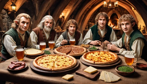 hobbit,irish stew,tankard,dwarves,irish meal,bavarian dinner,lord who rings,holy supper,apfelwein,wheels of cheese,czech cuisine,hobbiton,saint-paulin cheese,last supper,slovakian cuisine,el-trigal-manchego cheese,middle ages,the production of the beer,st pat cheese,druids,Photography,General,Realistic