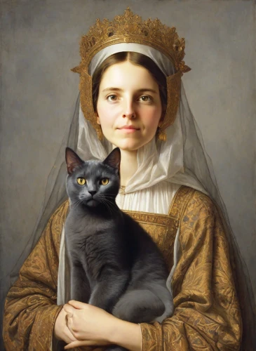 cat portrait,bouguereau,portrait of a girl,gothic portrait,portrait of christi,child portrait,girl with dog,romantic portrait,portrait of a woman,girl with bread-and-butter,woman holding pie,the prophet mary,girl with cloth,cat sparrow,cat european,vintage female portrait,cat image,cat,girl with cereal bowl,artist portrait