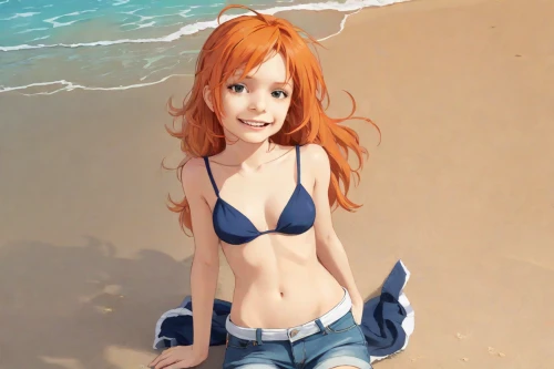 nami,anime 3d,beach background,underwater background,hinata,swimsuit,the sea maid,one-piece swimsuit,summer swimsuit,anime cartoon,the beach pearl,summer background,nemo,sea,beach toy,animated cartoon,redhead doll,ocean,sea-horse,girl in swimsuit