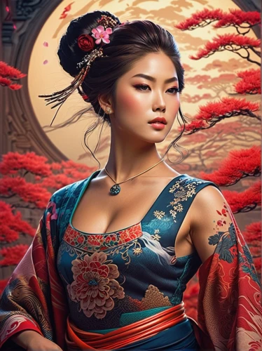 oriental princess,mulan,oriental girl,oriental painting,geisha,geisha girl,asian woman,chinese art,oriental,vietnamese woman,inner mongolian beauty,japanese woman,vintage asian,asian costume,asian culture,asian vision,japanese art,japanese floral background,chinese style,floral japanese,Illustration,Realistic Fantasy,Realistic Fantasy 01