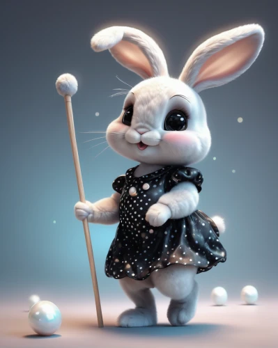 white rabbit,little bunny,white bunny,bunny,deco bunny,little rabbit,easter bunny,easter theme,cottontail,rabbit,3d fantasy,cute cartoon character,snowball,rabbits,easter background,conductor,3d render,cinema 4d,little girl twirling,easter rabbits