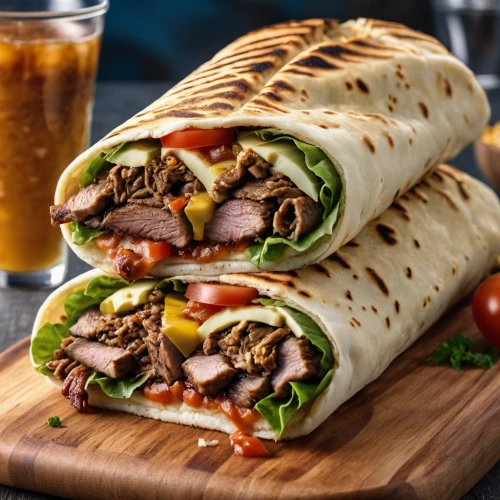 sandwich wrap,shawarma,doner kebab,piadina,beef roulades,wrap roti,adana kebabı,grilled pineapple pork burrito,wraps,paratha roll,kofte kebab,turkish cuisine,moo shu pork,kebab,beef pancake,alinazik kebab,kati roll,beyti kebab,ekmek kadayıfı,doner,Photography,General,Realistic