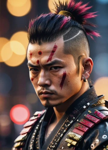 katakuri,mohawk hairstyle,chonmage,samurai,samurai fighter,punk,harajuku,mohawk,goki,japanese martial arts,punk design,asian costume,daruma,japanese culture,kajukenbo,shaman,japanese character,streampunk,taiwanese opera,angry man,Photography,General,Commercial