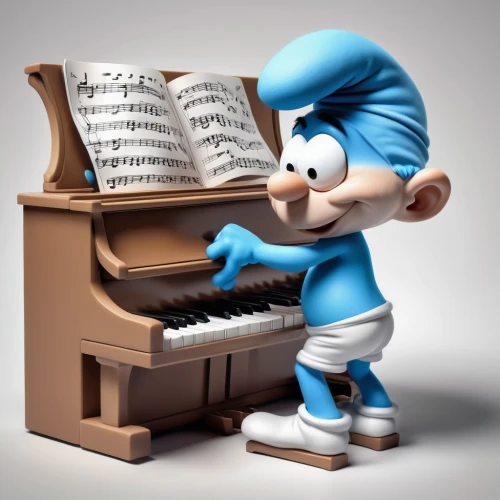smurf figure,pianet,pianist,smurf,composer,play piano,musical paper,composing,piano,piano lesson,piano keyboard,piano player,musician,organist,keyboard player,music paper,player piano,jazz pianist,concerto for piano,art bard