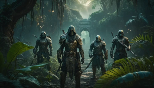 guards of the canyon,game art,massively multiplayer online role-playing game,predators,concept art,cg artwork,game illustration,cabal,a3 poster,elven forest,assassins,the forest,the forests,witcher,druid grove,swamp,avatar,patrols,warriors,4k wallpaper,Photography,General,Fantasy