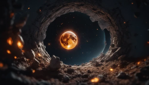 lava tube,wormhole,door to hell,burning earth,fire ring,black hole,scorched earth,lava cave,fire planet,molten,ring of fire,portals,lava,asteroid,lava balls,cinema 4d,volcanic,cosmic eye,embers,alien planet,Photography,General,Cinematic