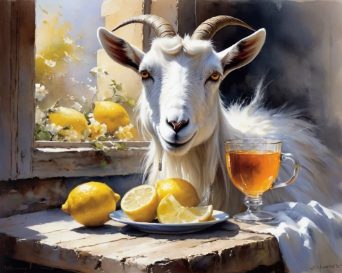 domestic goat,domestic goats,anglo-nubian goat,feral goat,goat milk,aligot,pere davids deer,ruminants,ruminant,passion fruit juice,goat-antelope,barbary sheep,goat meat,wild sheep,oil painting,goatflower,fresh orange juice,sheep cheese,boer goat,ovis gmelini aries,Conceptual Art,Oil color,Oil Color 03