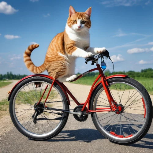 hybrid bicycle,bicycling,bicycle,electric bicycle,unicycle,road bicycle,stationary bicycle,bikejoring,mobike,two-wheels,bicycle riding,cycling,bicycle ride,biking,racing bicycle,two wheels,red cat,bike,bicycle accessory,red tabby,Photography,General,Realistic