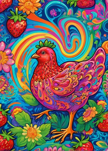 colorful birds,bird painting,phoenix rooster,colorful background,ornamental bird,an ornamental bird,background colorful,hen,redcock,colored pencil background,rosella,flower and bird illustration,colorful heart,rainbow lory,lovebird,pullet,portrait of a hen,vintage rooster,tropical bird,polish chicken,Conceptual Art,Oil color,Oil Color 23