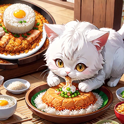 katsudon,tonkatsu,cat's cafe,rice ball,rice with fried egg,kawaii food,menchi-katsu,kusa mochi,japanese cuisine,special fried rice,rice dish,rice meat,curry puff,izakaya,spring festival,bun cha,tea party cat,chicken rice,japanese meal,egg wrapped fried rice,Anime,Anime,General