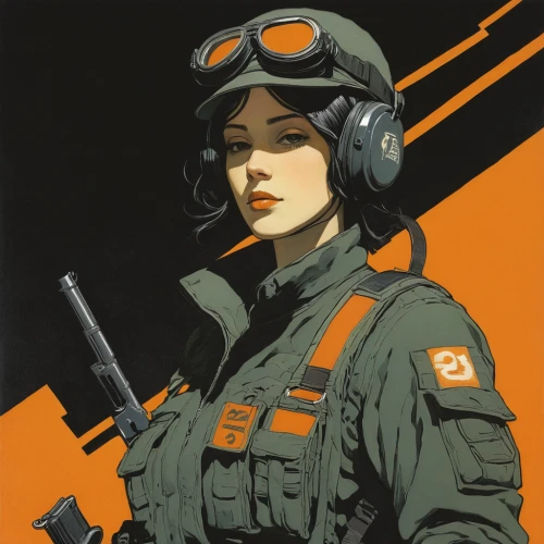 operator,defense,pilot,drone operator,female nurse,patrol,fighter pilot,orange,lady medic,vector girl,vector,jägermeister,colonel,civil defense,combat medic,glider pilot,gi,korea,bomber,agent,Illustration,Retro,Retro 07