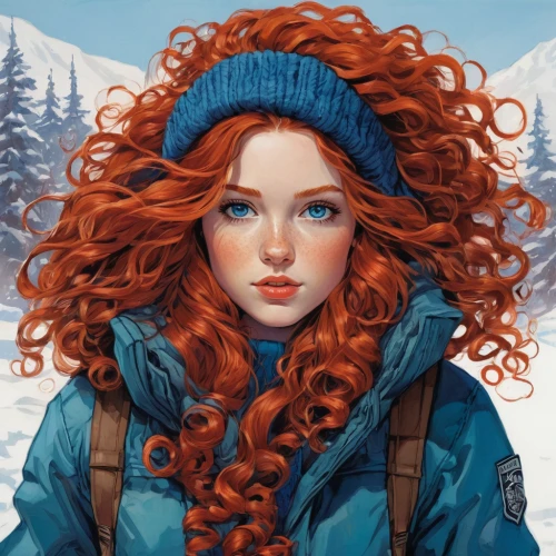 merida,red-haired,the snow queen,winterblueher,redheads,suit of the snow maiden,winter background,red head,redhair,redhead doll,winter,winter clothing,winter hat,winter clothes,redheaded,eskimo,winter magic,elsa,winter dream,wintry,Conceptual Art,Fantasy,Fantasy 08