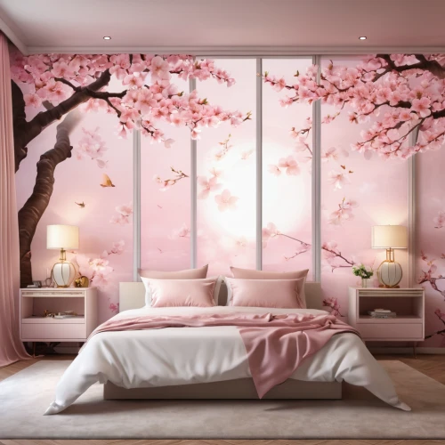 flower wall en,pink cherry blossom,cherry blossom tree,japanese cherry blossom,japanese sakura background,canopy bed,pink floral background,cherry blossom,japanese cherry blossoms,cherry blossom japanese,cherry blossoms,sakura tree,japanese floral background,sleeping room,the cherry blossoms,sakura blossom,sakura trees,bedroom,japanese cherry trees,sakura blossoms,Photography,General,Realistic