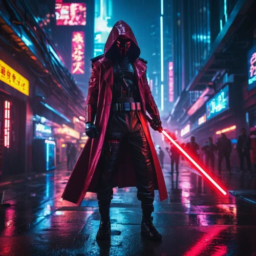 cyberpunk,jedi,darth vader,vader,lightsaber,darth maul,maul,neon arrows,lando,dark side,solo,dystopian,darth wader,futuristic,vapor,star wars,sci-fi,sci - fi,obi-wan kenobi,shanghai,Conceptual Art,Sci-Fi,Sci-Fi 26