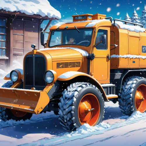 snowplow,snow plow,snow removal,kamaz,christmas truck,road roller,snow blower,ural-375d,gaz-53,magirus,winter service,unimog,logging truck,snow shovel,concrete mixer truck,log truck,tractor,winter tires,christmas pick up truck,snow scene,Illustration,Japanese style,Japanese Style 03