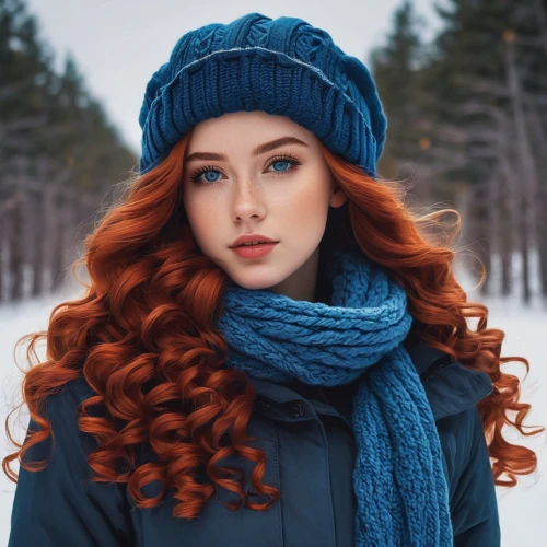 winter hat,winterblueher,winter background,redheads,winter clothes,red-haired,girl wearing hat,winter dress,winter clothing,white fur hat,redhead doll,the snow queen,redhair,eurasian,winter dream,beret,knit hat,young woman,winter magic,winter,Conceptual Art,Fantasy,Fantasy 32