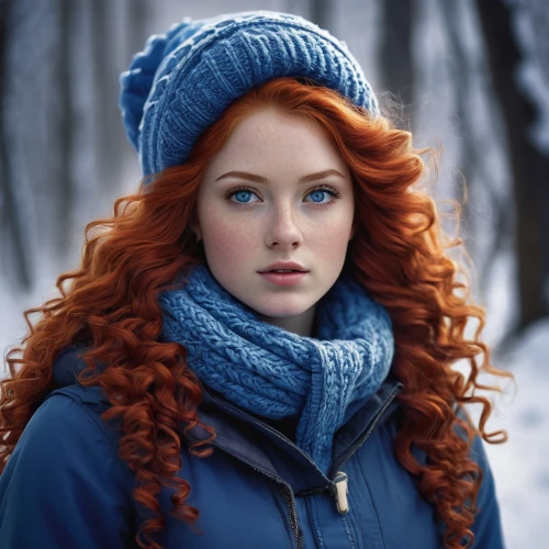 winterblueher,the snow queen,red-haired,suit of the snow maiden,redheads,winter hat,winter background,redhair,celtic woman,elsa,redhead doll,red head,winter clothing,redheaded,winter magic,winter clothes,redhead,winter,winter dress,mystical portrait of a girl,Conceptual Art,Sci-Fi,Sci-Fi 25