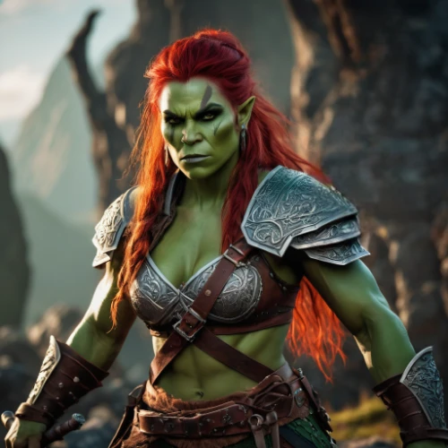 orc,half orc,warrior and orc,female warrior,avenger hulk hero,green skin,green aurora,massively multiplayer online role-playing game,ogre,hulk,warrior woman,heroic fantasy,cleanup,green goblin,aaa,strong woman,background ivy,patrol,fantasy woman,lopushok