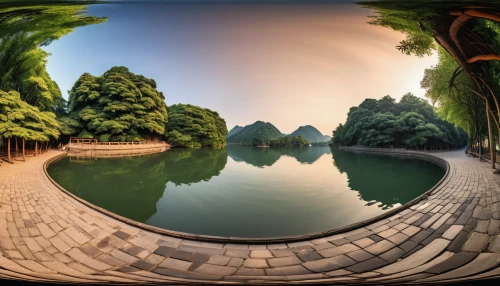 360 ° panorama,guilin,landscape background,virtual landscape,hoan kiem lake,vietnam,panoramic landscape,fisheye lens,summer palace,wuyi,chinese background,water palace,zen garden,background view nature,lotus pond,hall of supreme harmony,lily pond,lilly pond,landscape photography,garden pond,Photography,General,Realistic