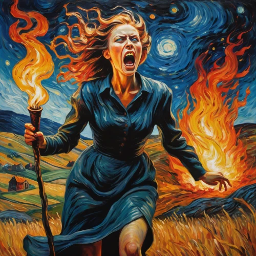 the conflagration,scared woman,fire artist,woman of straw,fire eater,conflagration,fire siren,celebration of witches,fire dance,david bates,burning torch,fire-eater,torch-bearer,woman fire fighter,lake of fire,burned land,burning earth,dancing flames,the witch,fire dancer