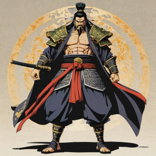 yi sun sin,samurai,samurai fighter,kenjutsu,daitō-ryū aiki-jūjutsu,swordsman,goki,shuanghuan noble,sanshin,sōjutsu,jeongol,haegen,geomungo,martial arts uniform,japanese martial arts,qi-gong,taekkyeon,takuan,haidong gumdo,xing yi quan,Illustration,Japanese style,Japanese Style 05