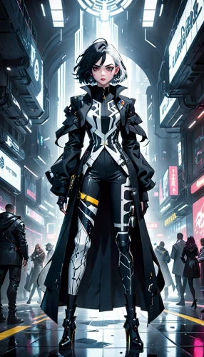 cyberpunk,streampunk,cyber,swordswoman,sidonia,sci fiction illustration,cybernetics,transistor,anime japanese clothing,metaverse,cg artwork,cyberspace,scifi,neottia nidus-avis,cyborg,imperial coat,katana,game illustration,persona,yukio,Anime,Anime,General