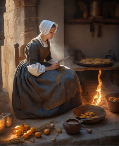 candlemaker,girl with bread-and-butter,cookery,woman holding pie,girl in the kitchen,candlemas,dutch oven,blacksmith,hatmaking,dwarf cookin,stone oven,tinsmith,basket maker,laundress,food and cooking,cheesemaking,hearth,girl in a historic way,cannon oven,praying woman,Photography,General,Natural