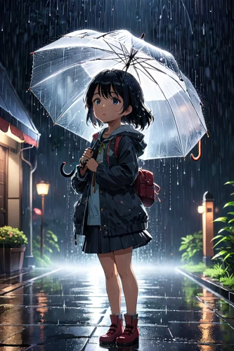 little girl with umbrella,walking in the rain,in the rain,rainy,umbrella,raincoat,rainy season,rain,heavy rain,raindops,rain lily,studio ghibli,rainy day,light rain,monsoon,asian umbrella,silver rain,drop of rain,rainy weather,weather-beaten,Anime,Anime,Traditional