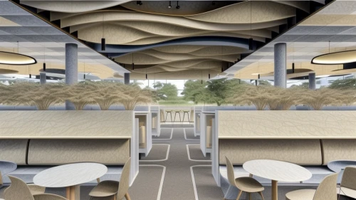 underground car park,ufo interior,food court,sky space concept,multi storey car park,drive in restaurant,3d rendering,the bus space,retro diner,seating area,beach restaurant,underpass,rows of seats,awnings,beer tables,outdoor dining,archidaily,transport hub,concrete ceiling,school design