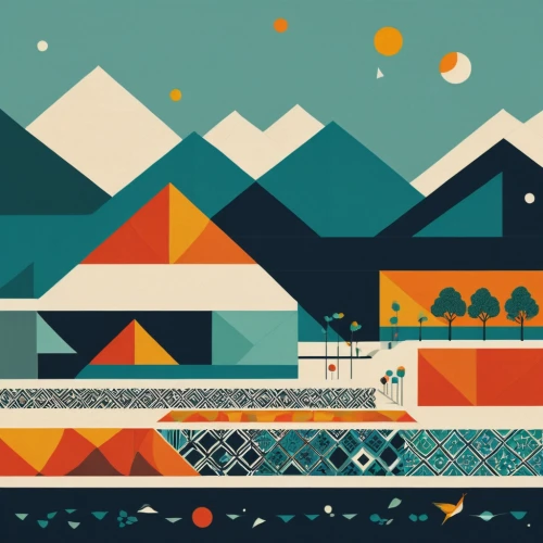 mountain huts,campsite,campground,industrial landscape,tent camp,ushuaia,beach huts,alpine pastures,abstract retro,yurts,icelandic houses,mountain world,mountains,home landscape,mountain range,tents,holiday motel,mountain ranges,alpine village,olympic mountain,Illustration,Vector,Vector 05