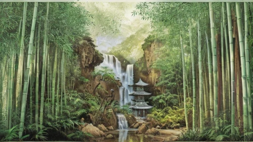green waterfall,valdivian temperate rain forest,brown waterfall,tropical and subtropical coniferous forests,cascading,wasserfall,bridal veil fall,water fall,oil painting on canvas,waterfall,waterfalls,hawaii bamboo,watercolor background,rainforest,bamboo forest,a small waterfall,water falls,gioc village waterfall,cascades,forest background,Art sketch,Art sketch,Ultra Realistic