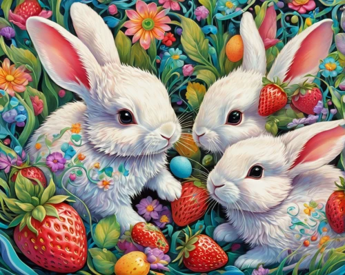 easter rabbits,rabbits,rabbits and hares,bunnies,hares,easter theme,rabbit family,easter card,easter background,painting easter egg,easter-colors,painting eggs,retro easter card,painted eggs,easter eggs,whimsical animals,easter décor,happy easter hunt,easter brunch,easter celebration,Illustration,Realistic Fantasy,Realistic Fantasy 39