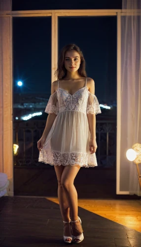 the girl in nightie,nightgown,quinceañera,doll dress,girl in white dress,a girl in a dress,tutu,dress doll,white dress,plus-size model,ballerina,white winter dress,tulle,torn dress,crinoline,ballet tutu,vintage angel,photo session at night,ballerina girl,see-through clothing