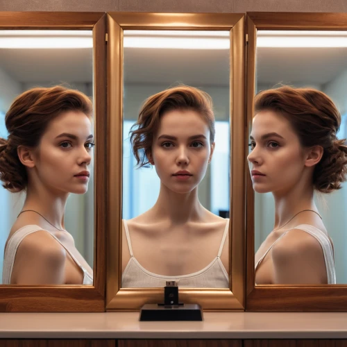 the mirror,mirrors,mirror image,mirror,in the mirror,vanity fair,mirror reflection,doll looking in mirror,makeup mirror,mirrored,self-reflection,tilda,magic mirror,young woman,portrait of a girl,looking glass,outside mirror,british actress,mystical portrait of a girl,actress,Photography,General,Realistic