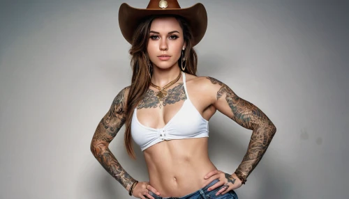 cowgirl,cowgirls,cowboy bone,cowboy hat,tattoo girl,texan,cow boy,sheriff,countrygirl,wild west,barb wire,cowboy,catrina,cowboy boot,catrina calavera,leather hat,rodeo,mma,brown hat,cowboy boots,Photography,General,Realistic