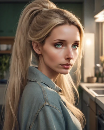 girl in the kitchen,elsa,realdoll,poppy,blonde woman,blonde girl,daphne,waitress,clementine,olallieberry,eleven,poppy seed,cynthia (subgenus),cinnamon girl,blond girl,jean jacket,natural cosmetic,madeleine,denim,the girl's face