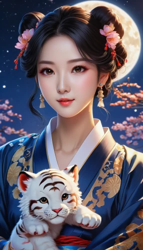 geisha,geisha girl,hanbok,oriental princess,oriental girl,kitsune,korean culture,wuchang,oriental painting,goki,mulan,japanese art,chinese art,japanese woman,taiwanese opera,spring festival,asian culture,japanese doll,japanese culture,plum blossoms,Illustration,Japanese style,Japanese Style 01