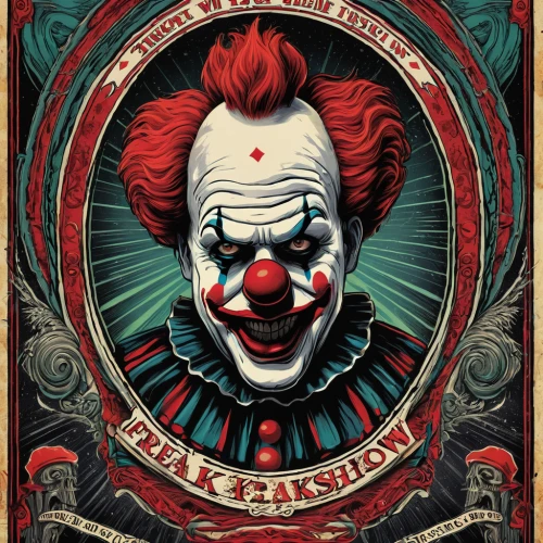 circus,big top,horror clown,joker,scary clown,it,clown,creepy clown,ronald,circus show,circus animal,rodeo clown,ringmaster,circus tent,cirque,syndrome,a3 poster,clowns,comedy and tragedy,halloween poster,Illustration,Realistic Fantasy,Realistic Fantasy 25