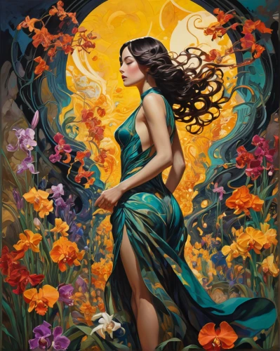 girl in flowers,secret garden of venus,moonflower,fantasy art,splendor of flowers,passion bloom,jasmine blossom,faerie,girl in the garden,spring equinox,blue moon rose,rosa ' amber cover,mystical portrait of a girl,mother earth,way of the roses,faery,jasmine,flora,fantasy picture,flower fairy,Illustration,Realistic Fantasy,Realistic Fantasy 39