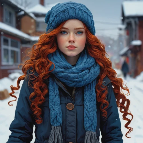 winterblueher,winter clothes,winter hat,red-haired,redhead doll,winter clothing,the snow queen,winter dress,redheads,suit of the snow maiden,winter background,winter,redhair,girl wearing hat,winters,girl portrait,redhead,red head,russian winter,in the winter,Conceptual Art,Sci-Fi,Sci-Fi 01