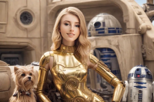 c-3po,droids,droid,r2d2,bb8,princess leia,bb8-droid,cg artwork,chewy,r2-d2,photoshop manipulation,digital compositing,barbie,dogecoin,star mother,bb-8,golden ritriver and vorderman dark,imperial,starwars,cgi