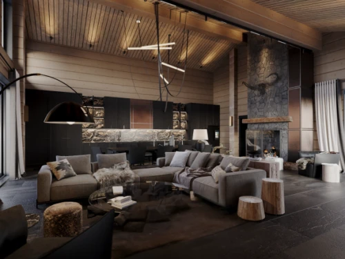 modern living room,luxury home interior,living room,interior modern design,livingroom,loft,chalet,modern decor,contemporary decor,family room,fire place,apartment lounge,interior design,wooden beams,sitting room,home interior,penthouse apartment,3d rendering,interior decoration,lounge