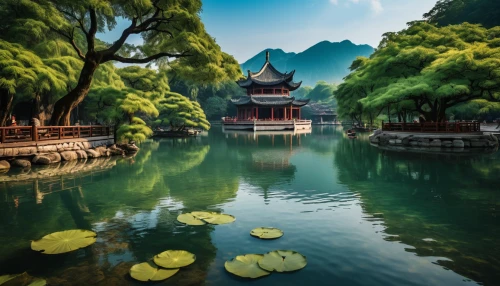 chinese temple,chinese architecture,guilin,asian architecture,water palace,green trees with water,vietnam,the golden pavilion,wuyi,guizhou,lotus pond,golden pavilion,lily pond,suzhou,hall of supreme harmony,water lotus,summer palace,chinese background,yunnan,forbidden palace,Photography,General,Realistic