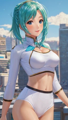 hatsune miku,aqua,miku,hk,marina,honolulu,cyan,kotobukiya,hong,pollen panties,teal digital background,winter background,beach background,turquoise,white clothing,teal blue asia,mikuru asahina,wiz,honmei choco,sanya,Illustration,Japanese style,Japanese Style 01