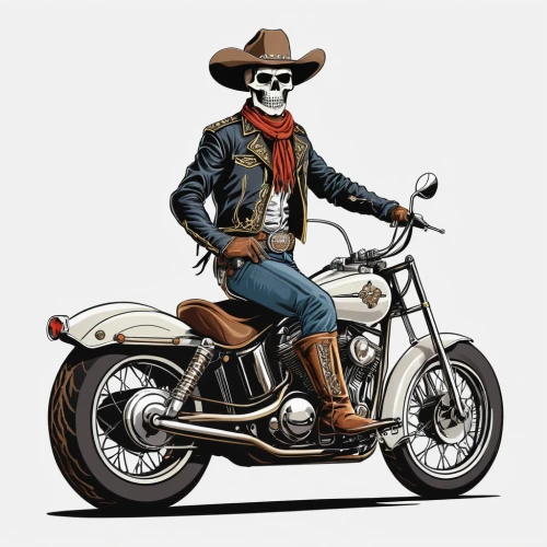 rodeo clown,cowboy bone,harley-davidson,harley davidson,cowboy,western riding,biker,skull racing,ranger,motorcyclist,crossbones,panhead,vector illustration,motorcycle,bandit,rodeo,pubg mascot,motorbike,sheriff,motorcycles