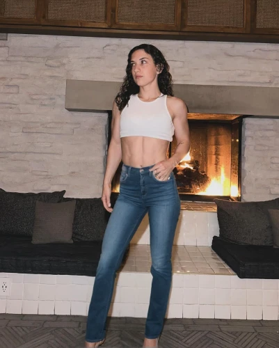 fireplace,crop top,lounge,abs,jeans,denim jeans,insta,tube top,fire place,fireside,fireplaces,ripped jeans,fit,latina,denim,denims,white boots,sexy girl,confident,georgia