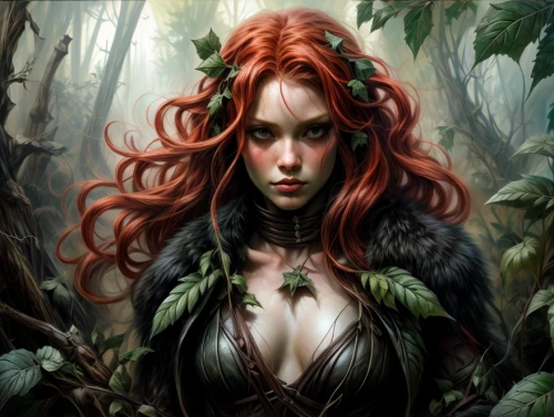 dryad,poison ivy,the enchantress,faery,faerie,elven forest,fantasy portrait,fantasy art,background ivy,elven,elven flower,fae,forest clover,sorceress,rusalka,merida,fantasy woman,celtic queen,undergrowth,druid