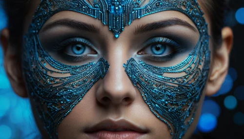 peacock eye,blue enchantress,bodypainting,bodypaint,body painting,women's eyes,masquerade,the blue eye,face paint,ojos azules,blue peacock,photoshop manipulation,fractalius,photo manipulation,venetian mask,biomechanical,retouch,cosmetic,woman face,beauty face skin,Photography,General,Fantasy